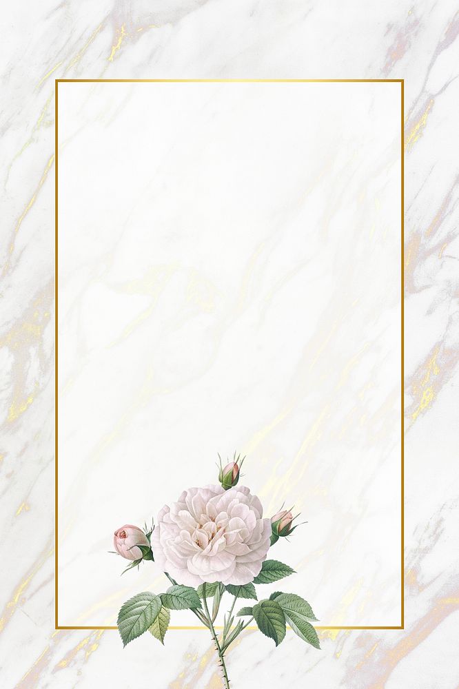 White flower element on marble background