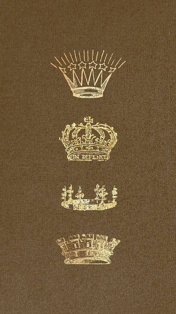 Golden baroque style crown collection vectors