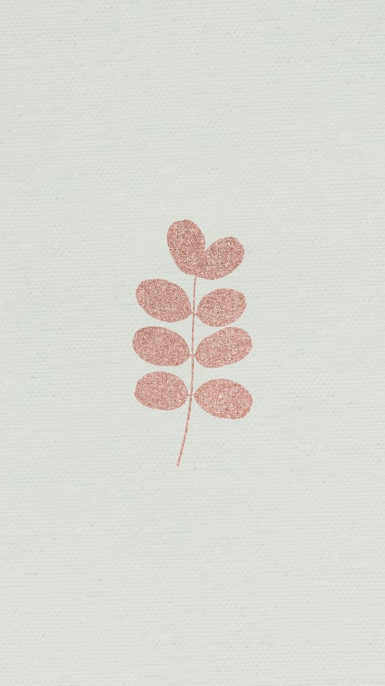 Pink shimmering leaf on a gray background vector