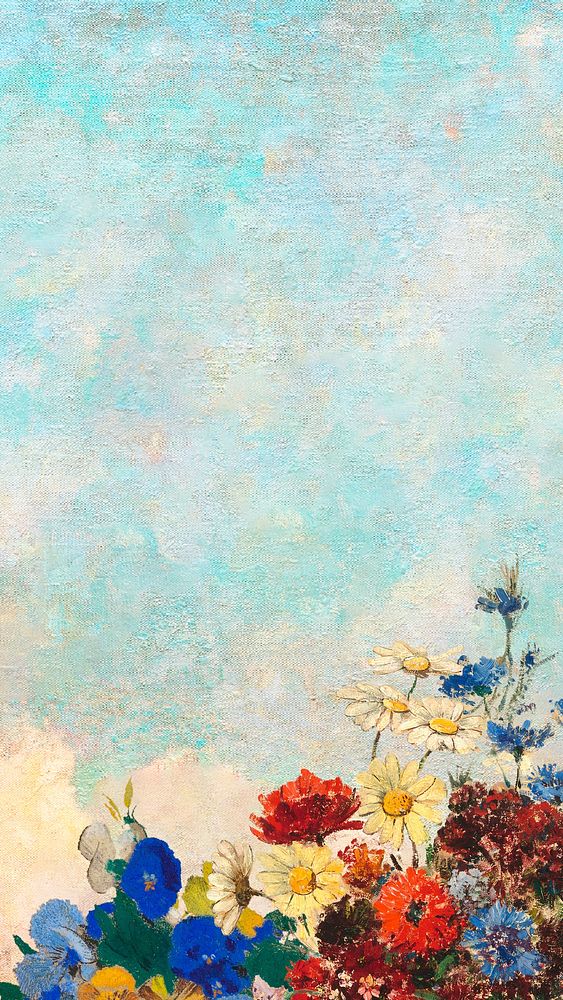 Blue floral wall textured background