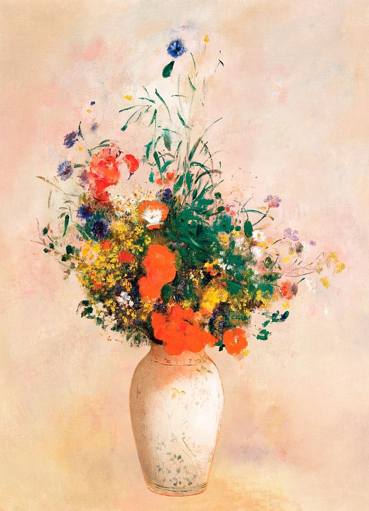 Still life of blooming flowers in a vase psd