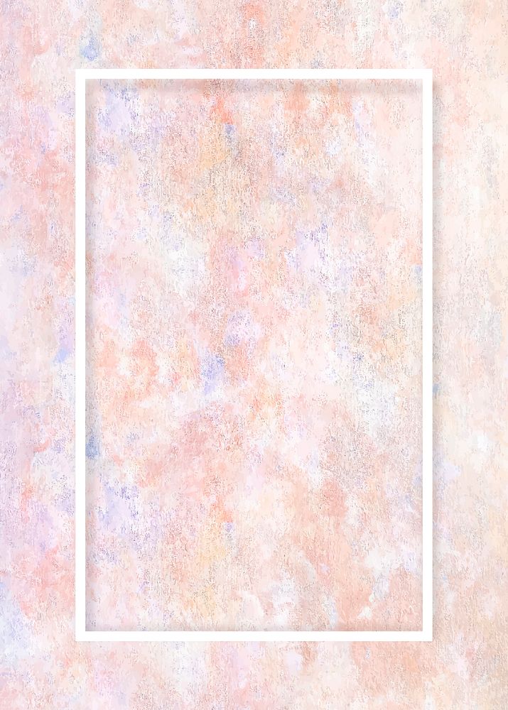 Rectangle white frame on pastel pink oil paint textured background vector