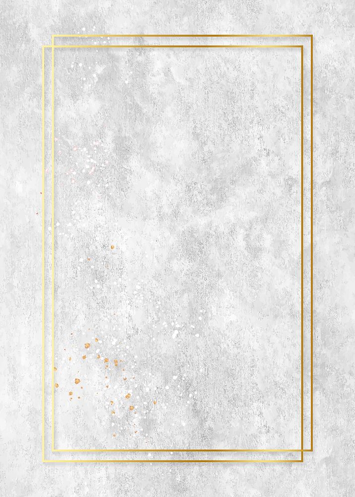 Rectangle gold frame on gray oil paint textured background vector