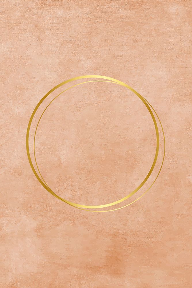 Round gold frame on brown oil paint textured background vector