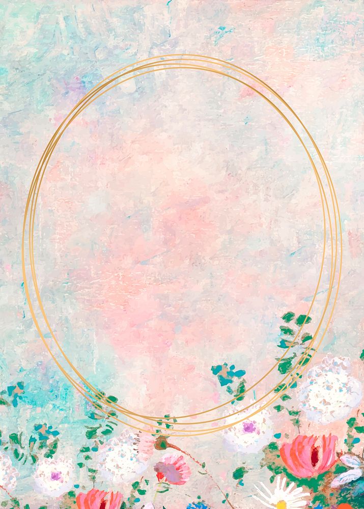 Oval gold frame on pastel background vector