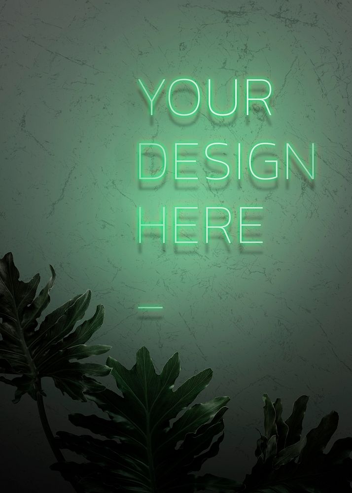 Neon green your design here on a wall