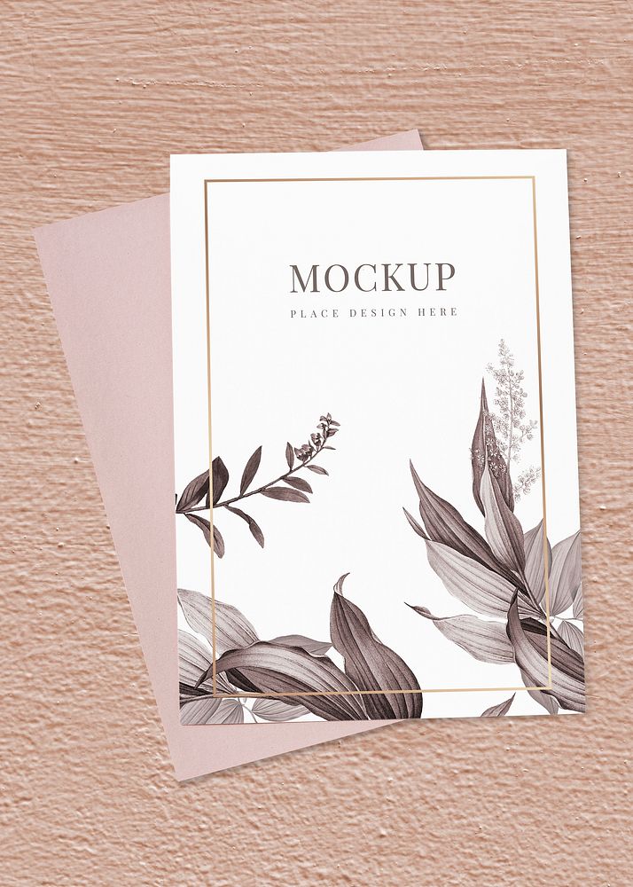 Botanical invitation card mockup vector