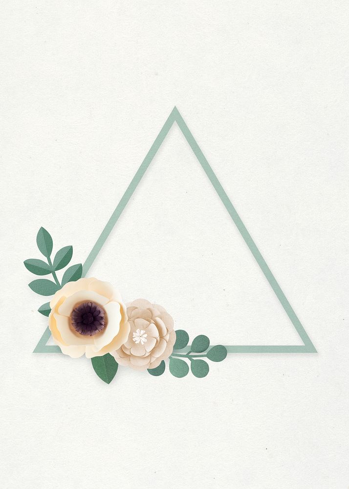 Triangle paper craft flower badge vector