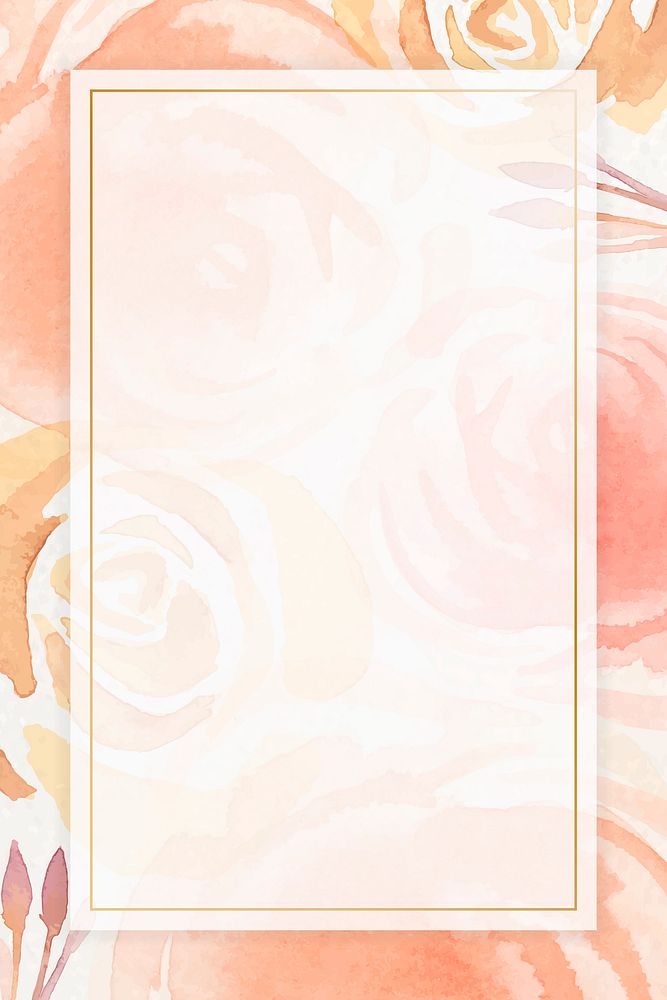 Blank rectangle orange rose frametemplate vector