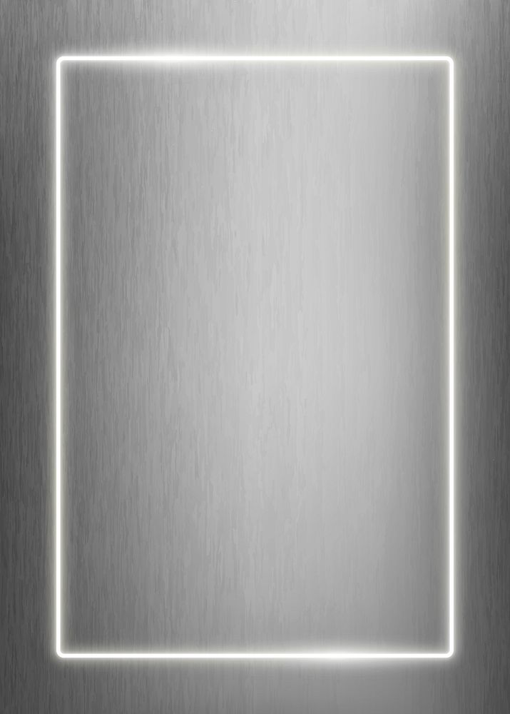 Rectangle white neon frame on a silver background vector