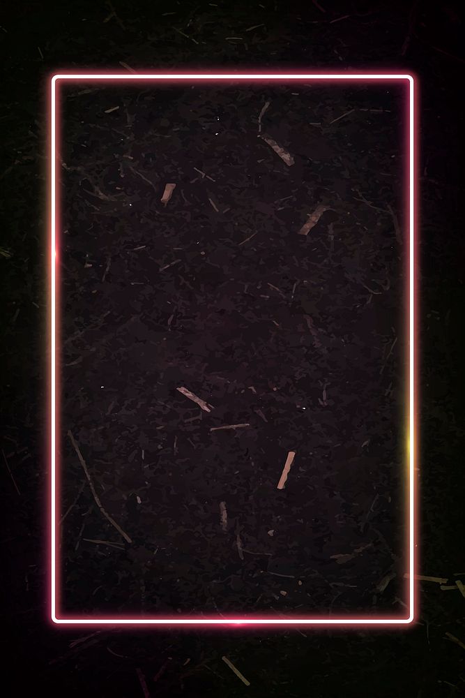 Rectangle neon frame on black marble textured background vector