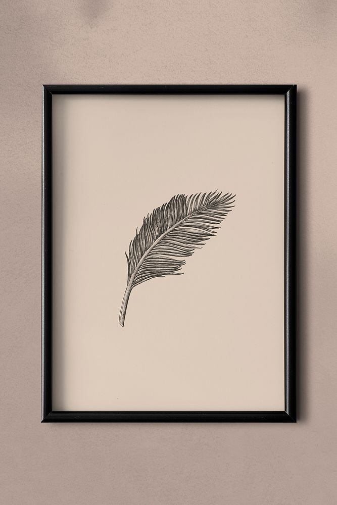 Picture frame hanging on a brown wall illustration