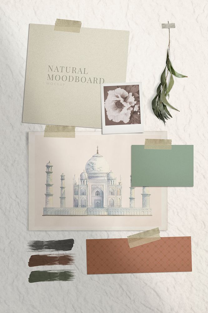 Natural paper board  mockup illustration set