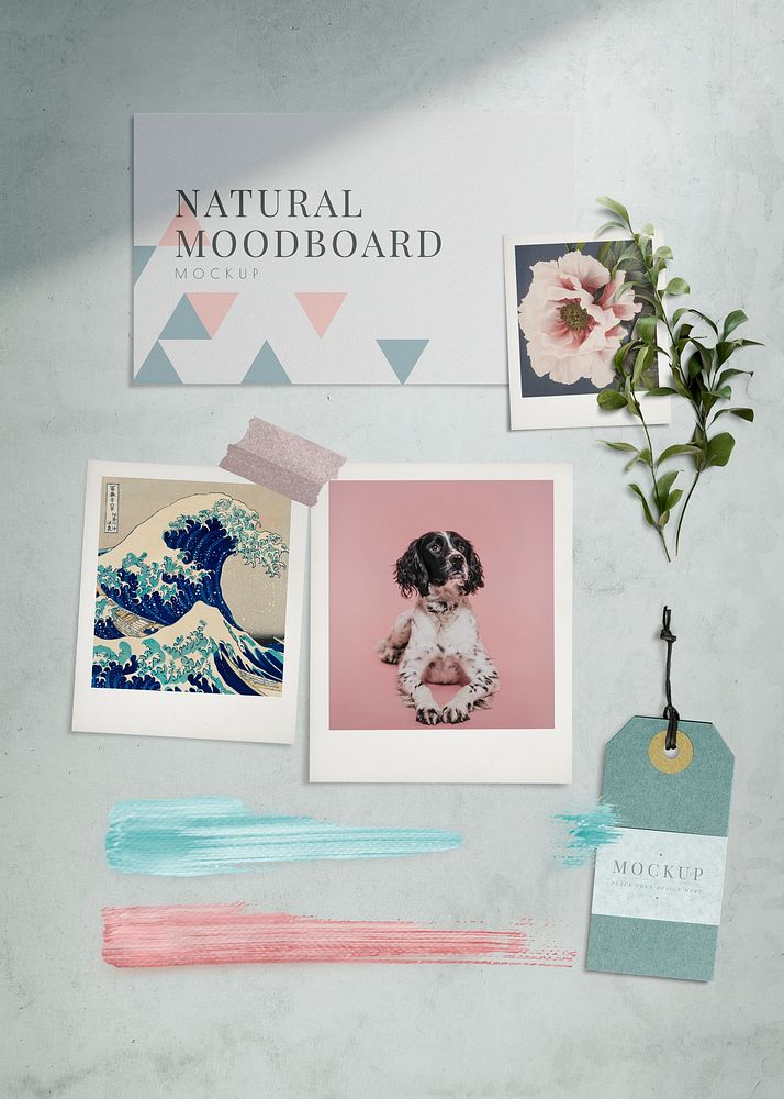 Natural paper board  mockup illustration set