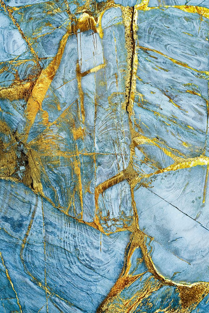Blue and gold marble textured background