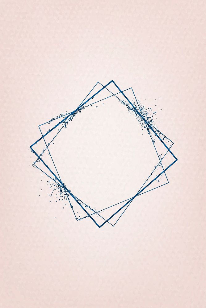 Blue rhombus frame on pink background vector