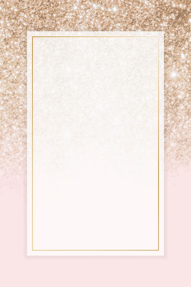 Gold rectangle frame on glittery background vector