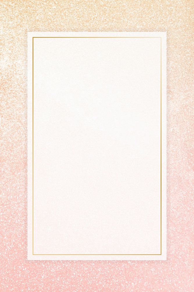 Gold rectangle frame on glittery background vector