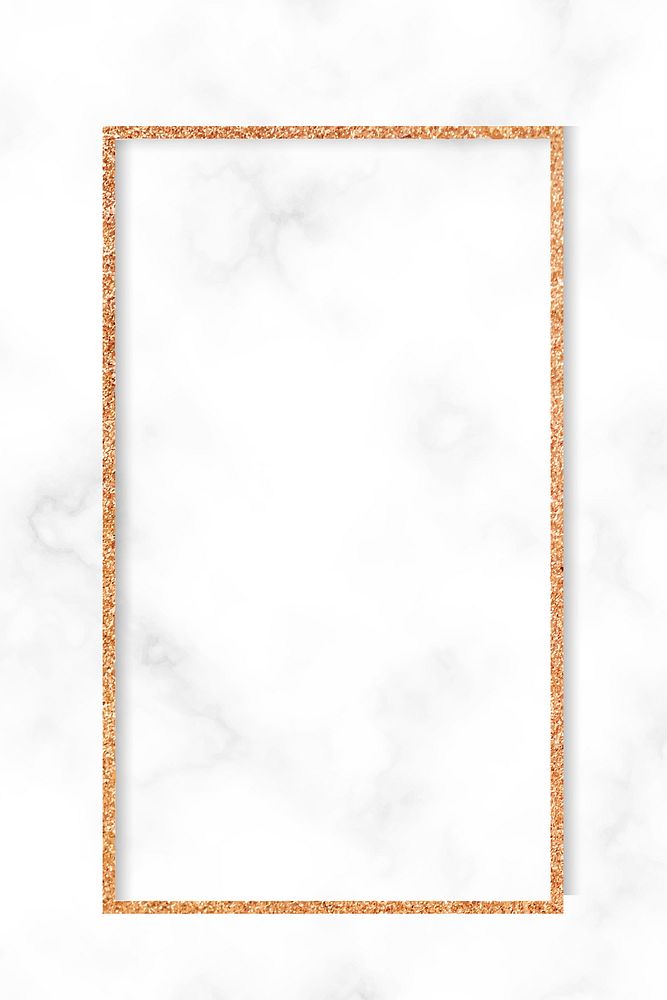Rectangle copper frame on white marble texture background vector