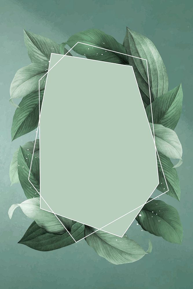 Hexagon foliage frame on green background vector