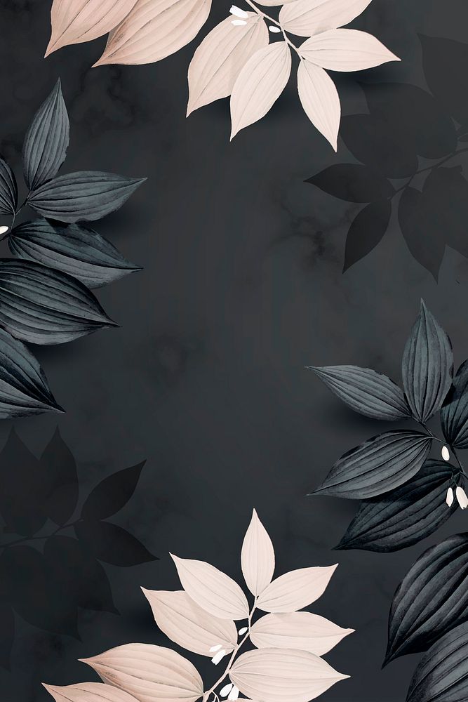 Foliage pattern black background vector