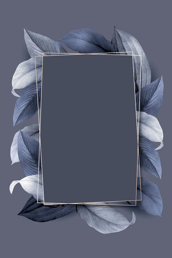 Rectangle foliage frame on bluish  gray  background vector