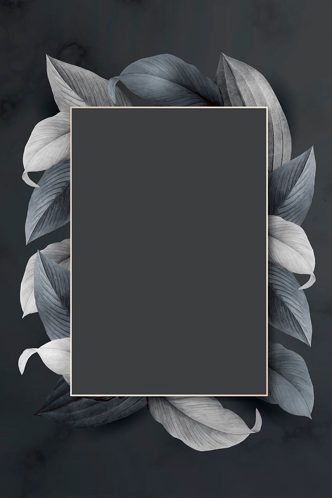 Rectangle foliage frame onblack background vector
