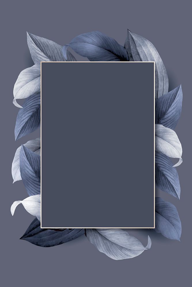 Rectangle foliage frame on bluish  gray  background vector