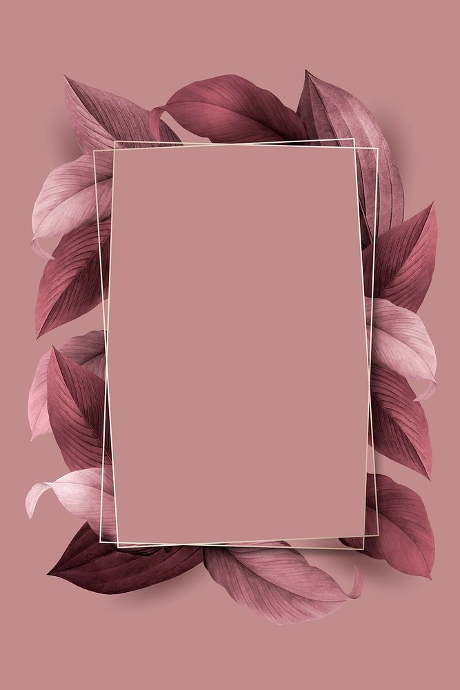 Rectangle foliage frame on pink background vector