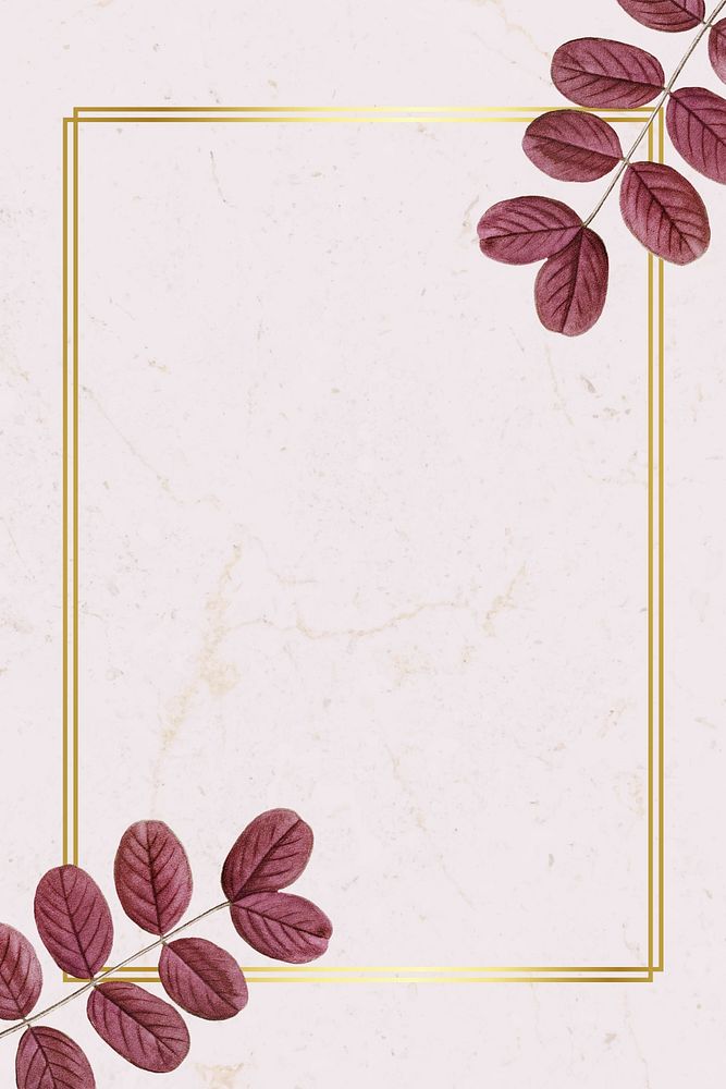 Golden rectangle frame with leaves illustration