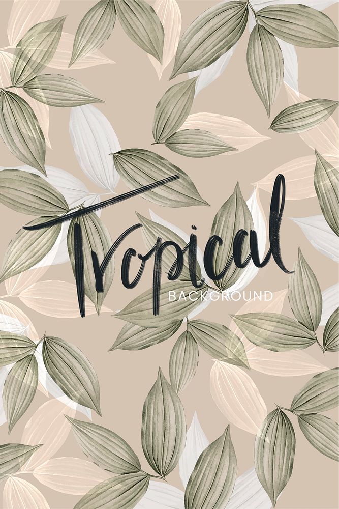 Beige tropical leafy background vector