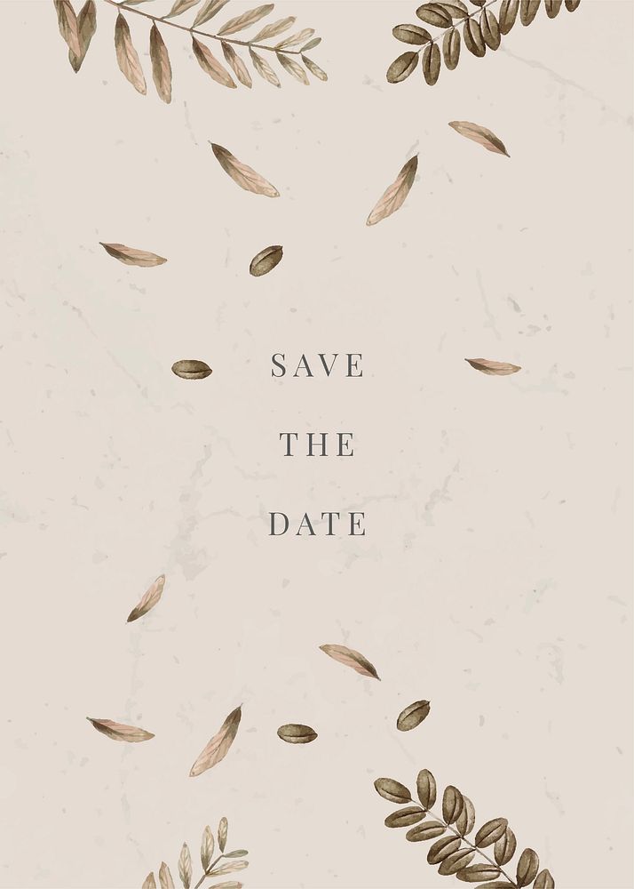 Save the date leafy frame vector