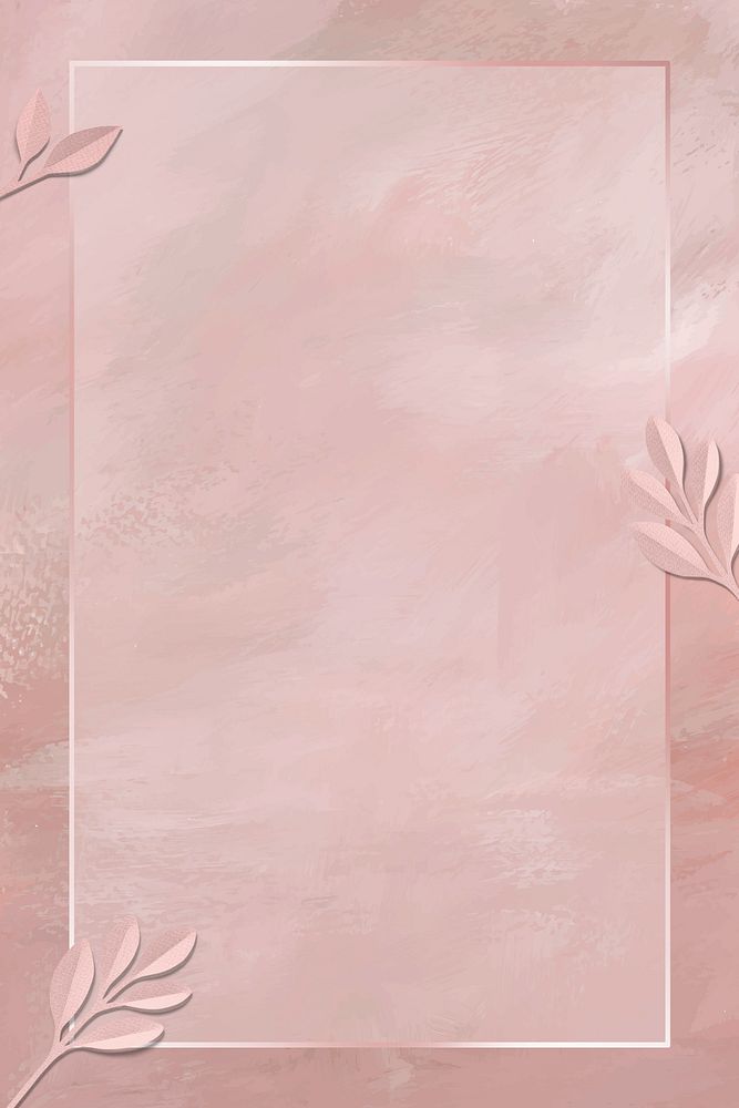 Blank pink leafy frame vector