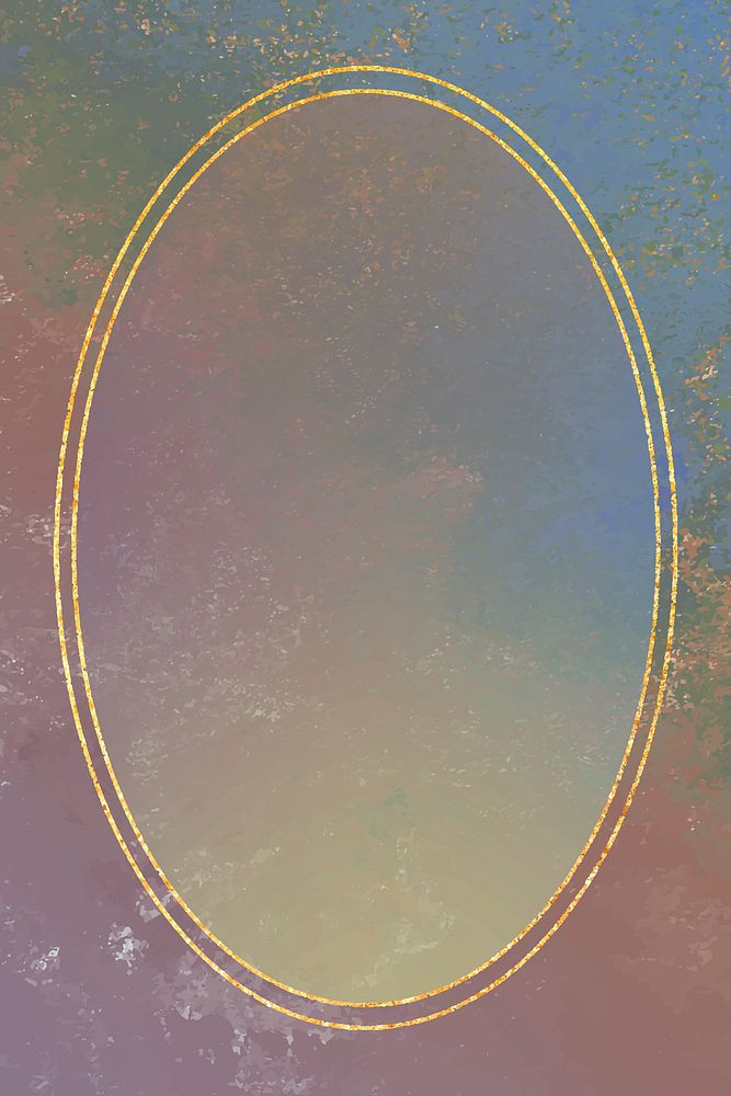 Oval gold frame on colorful background vector
