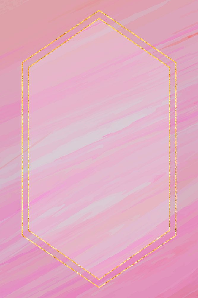 Hexagon frame on pink background vector