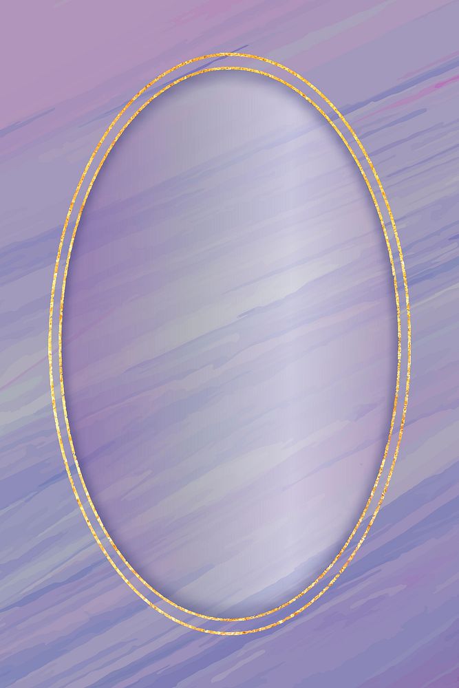 Oval gold frame on purple background vector