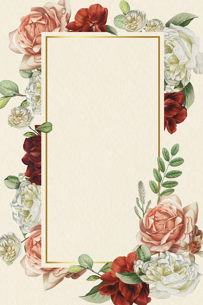 Floral gold frame on beige background vector