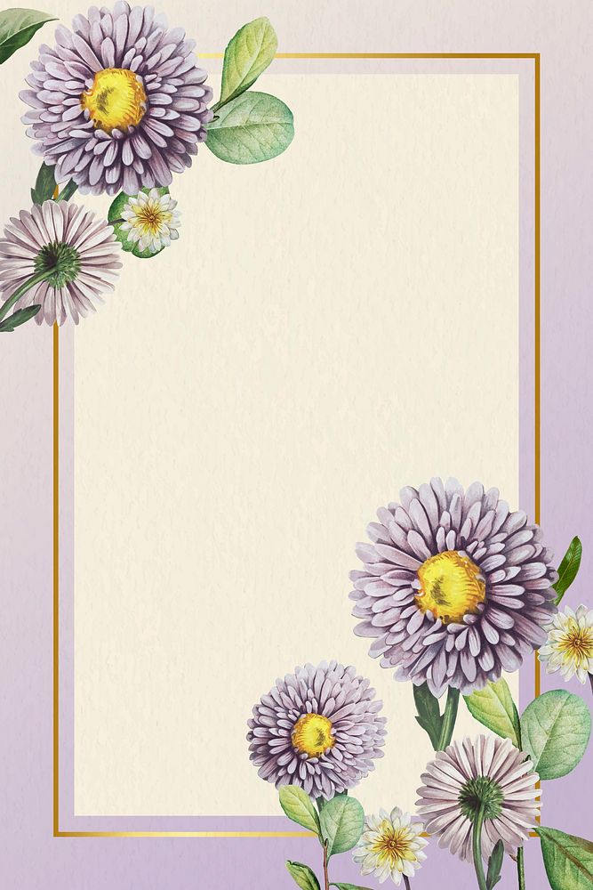 Floral gold frame on purple background vector