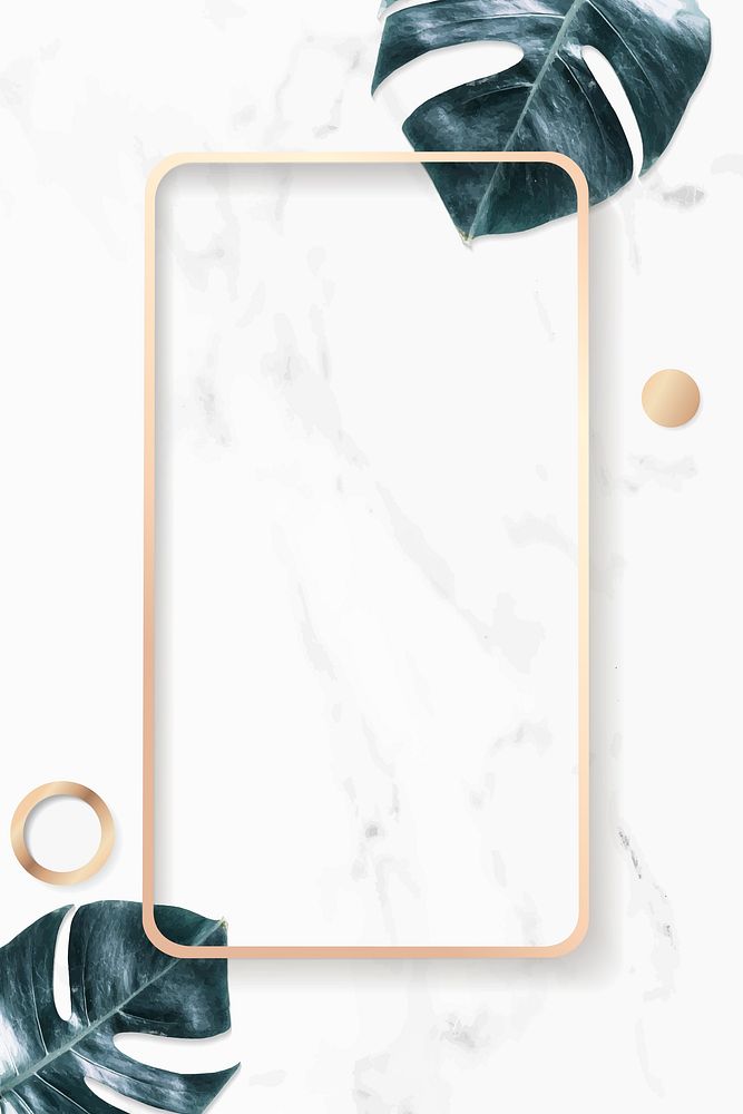 Rectangle frame on metallic split leaf pattern marble background vector