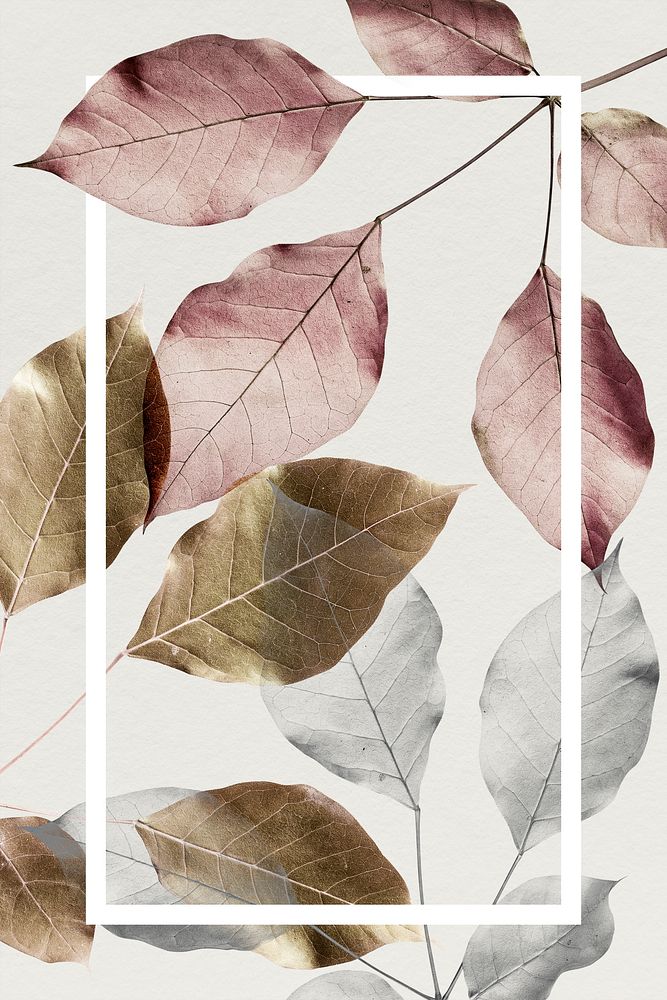 Rectangle white frame on metallic leaf pattern background illustration