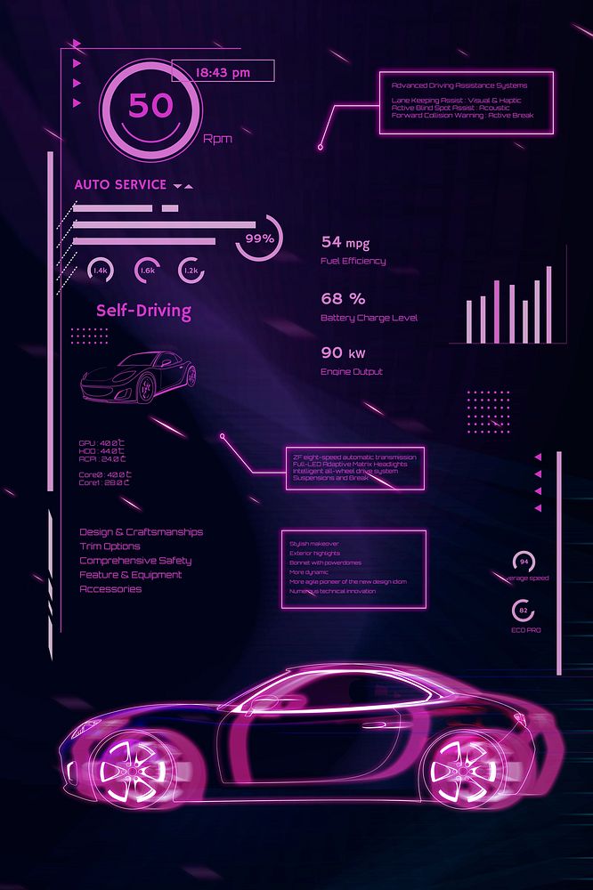 Pink neon sports car design