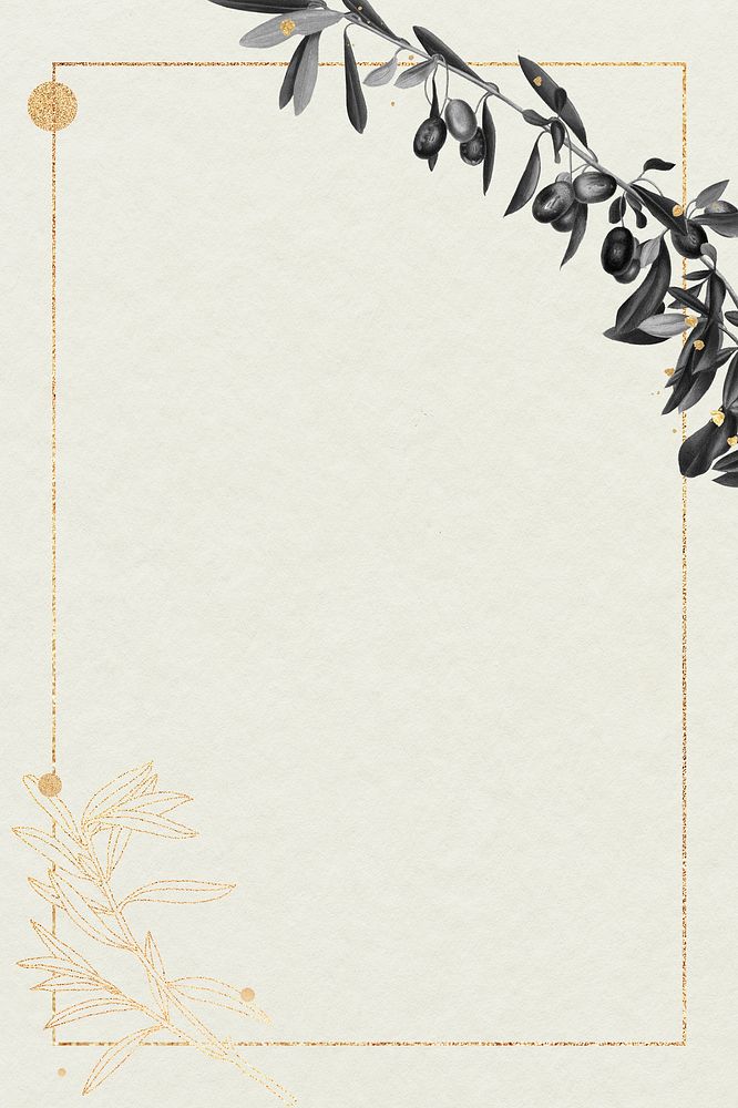 Rectangle gold frame with olive branch pattern illustration