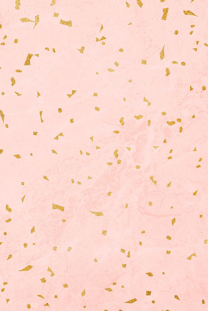 Golden confetti on pink marble textured mobile phone wallpaper