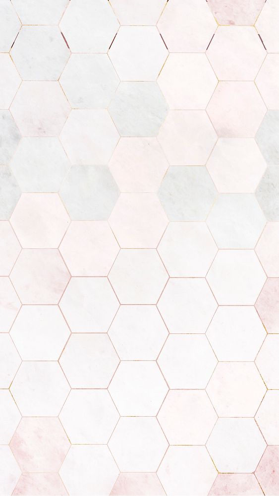 Hexagon pink marble tiles pattern mobile phone wallpaper