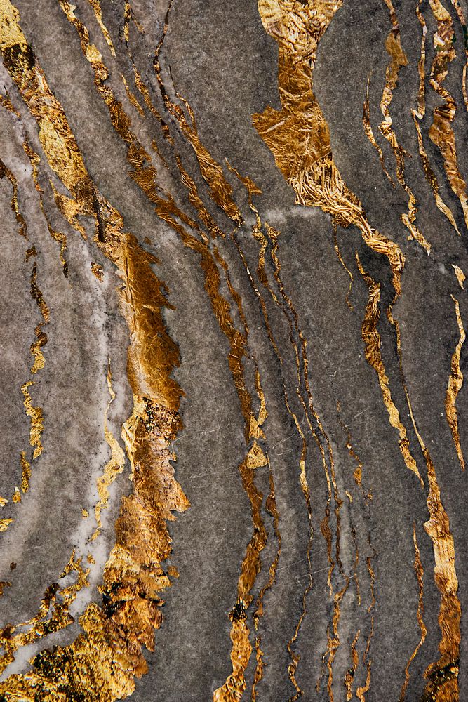 Gray marble rock with gold textured mobile phone wallpaper