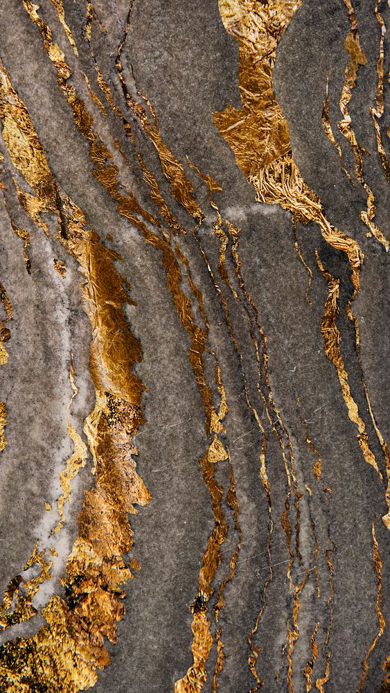 Gray marble rock with gold textured mobile phone wallpaper