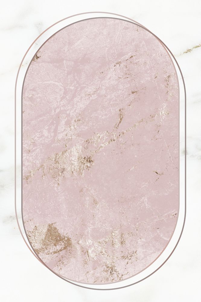 Pink gold frame on white marble background illustration