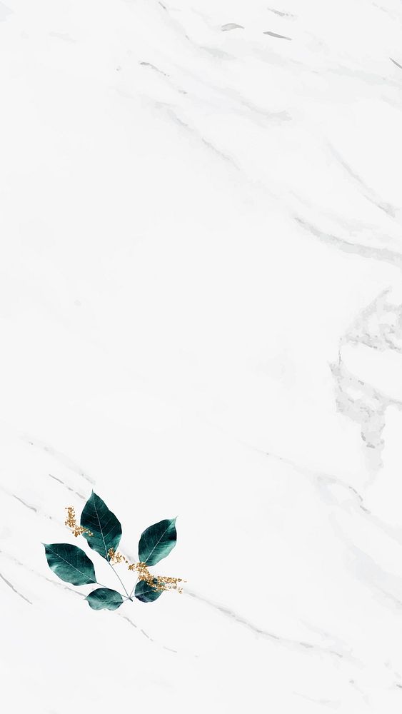 Foliage pattern on marble textured background