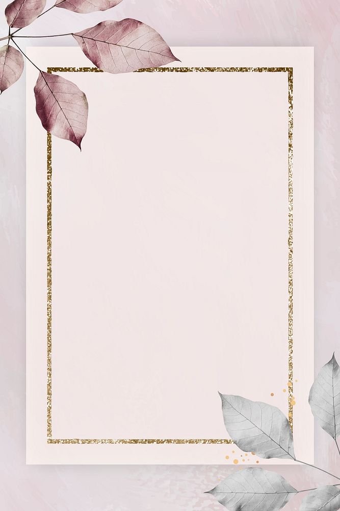 Rectangle frame with foliage pattern on a pink background