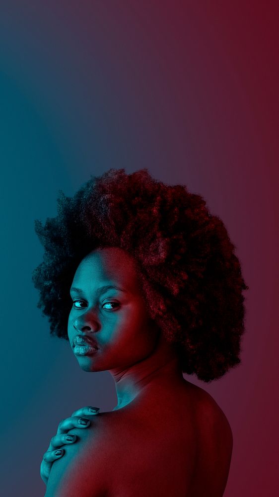 Beautiful naked black woman with afro hair mobile phone wallpaper